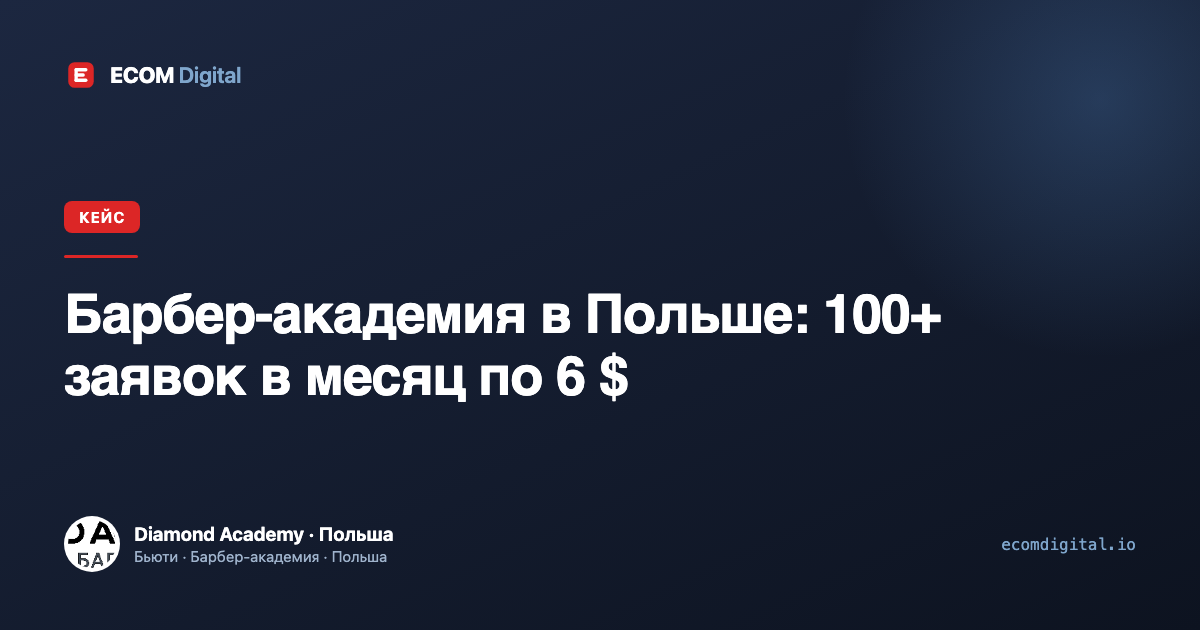 Барбер-академия в Польше: 100+ заявок в месяц по 6 $